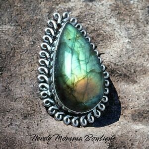 LABRADORITE💎Oval Setting Sterling Silver Ring Sz 9💎One of a Kind